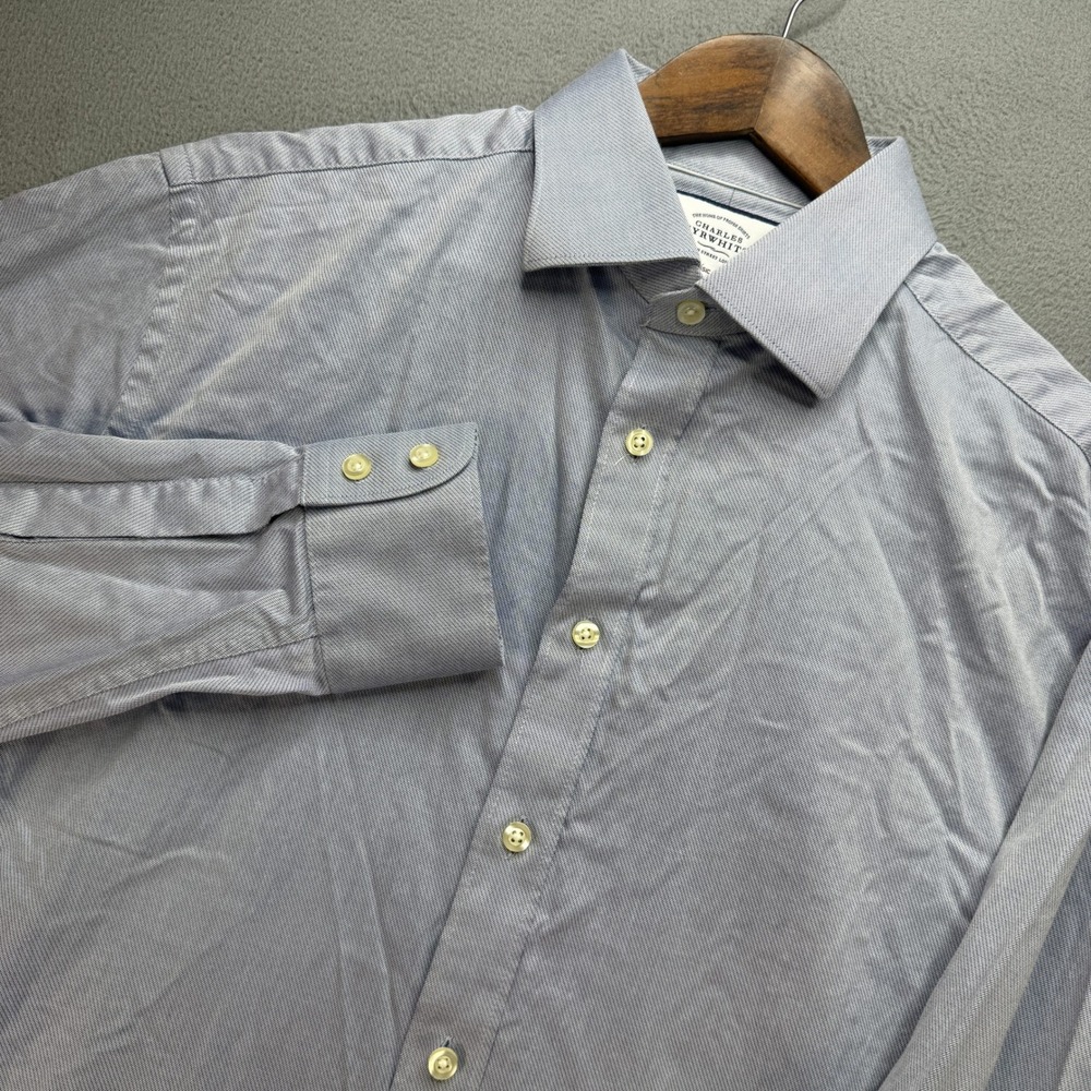 Charles Tyrwhitt Classic Fit Dress Shirt Men 16.5/34 Blue Egyptian Cotton Office